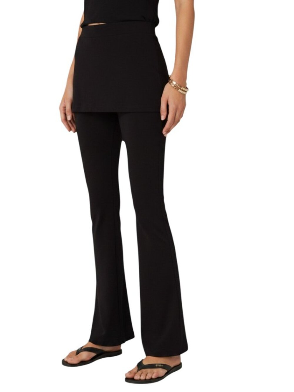 Maria Filo Womens Petite Black Flare Leg Stretch Pants Textured Side Panel UK6